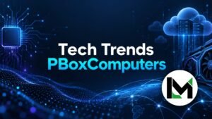 tech trends pboxcomputers header with bold title on a modern digital background